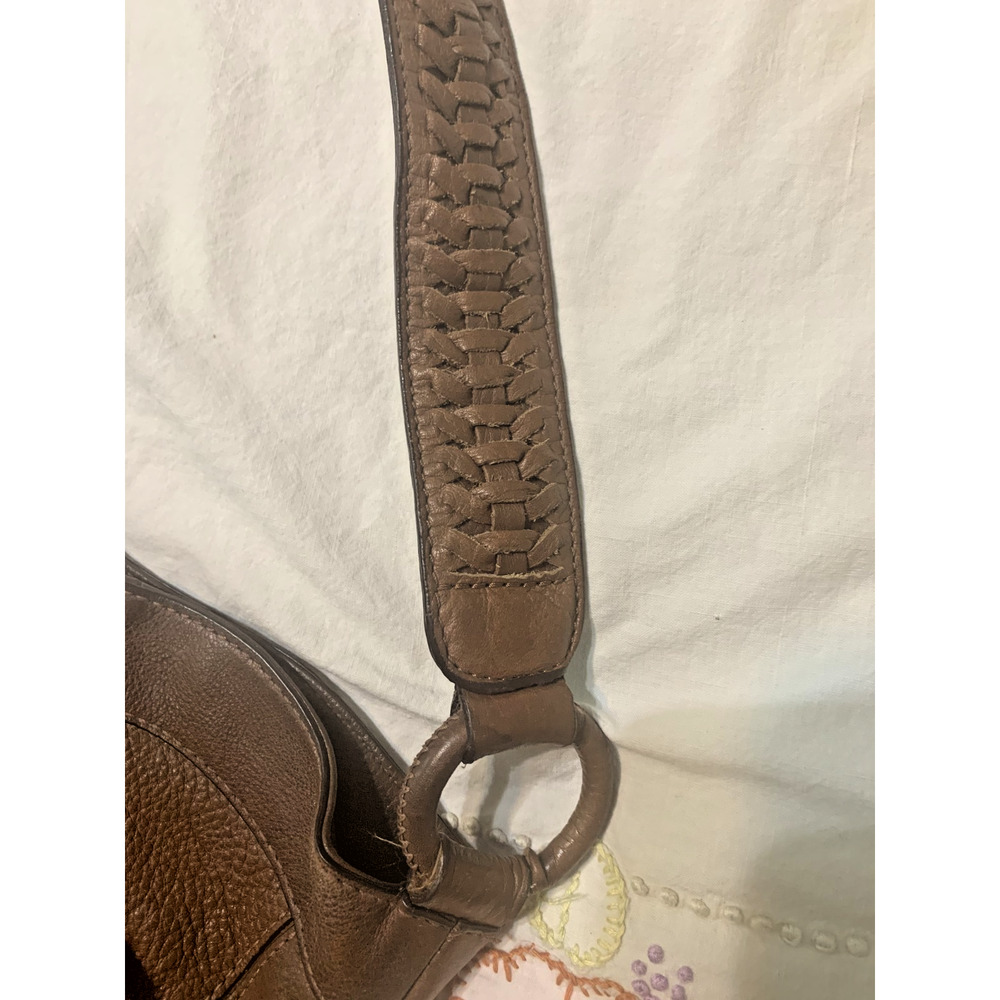Banana Republic Large Cow Leather Hobo Bag 4 pockets Whipstitch Braided Strap - Picture 8 of 12